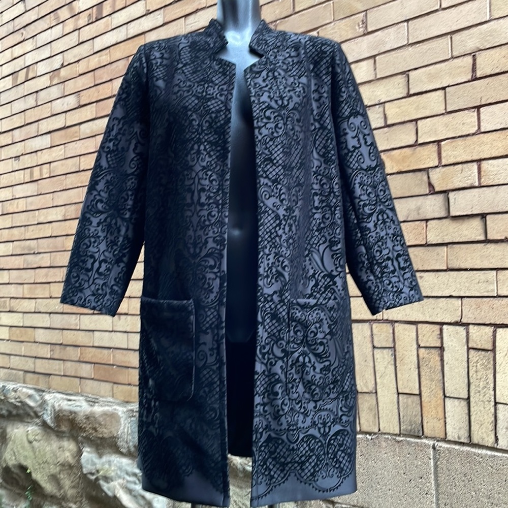 Roz & Ali Burnout goth baroque Velvet Duster Jacket Size Large